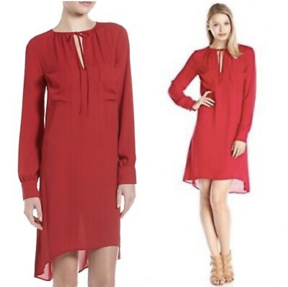 BCBGMaxAzria Red Long Sleeve Dress Size M/L ❤️